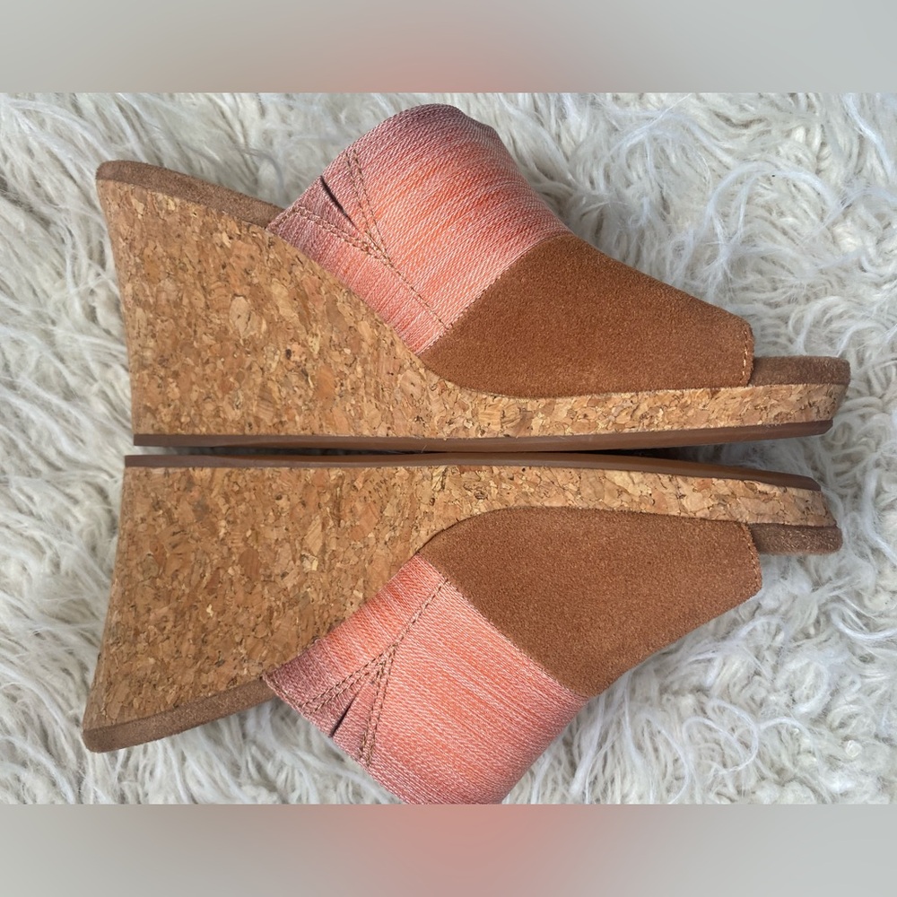 TOMS Monica Mule slip on cork wedge heel